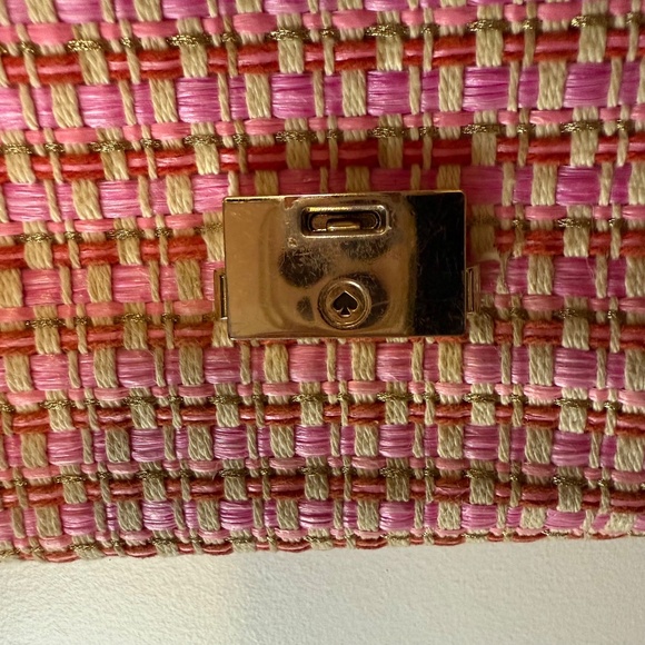 Kate Spade Pink Carlyle Raffia Tweed Medium Shoulder Bag w/ Chain Strap - Picture 9 of 11